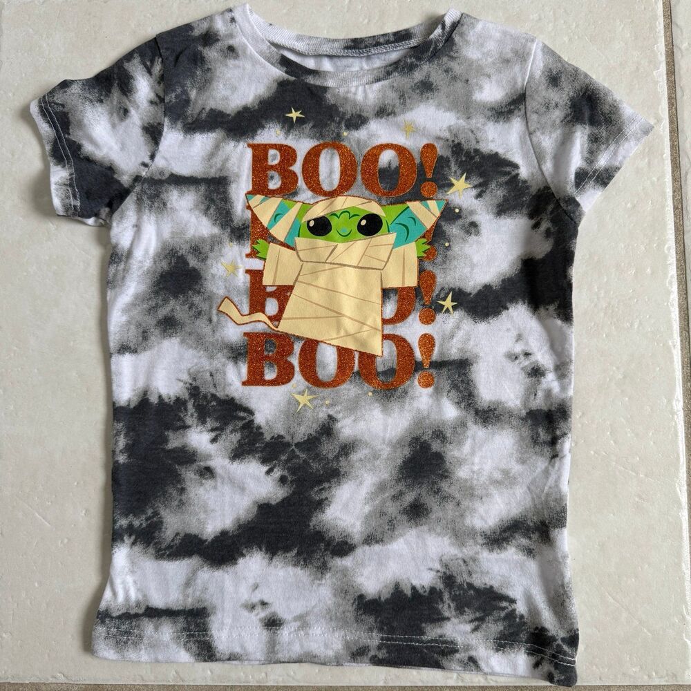 Star Wars Baby Yoda Grogu Mummy Halloween BOO Tie Dye Shirt size 5T